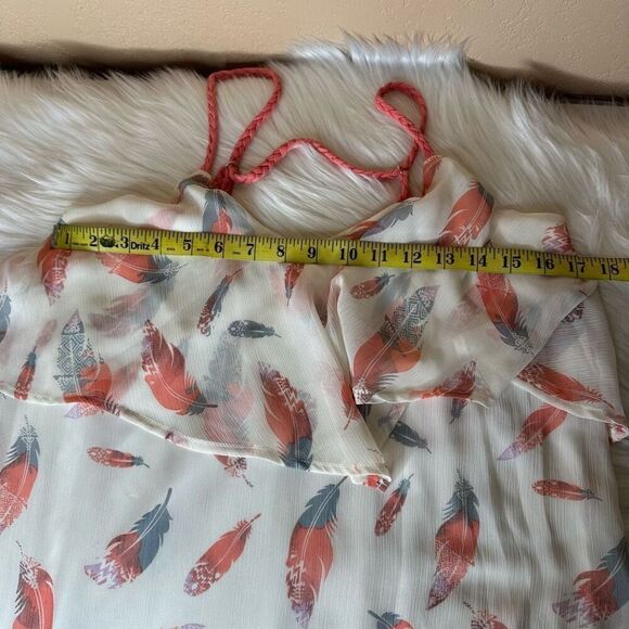 Xhilaration Sheer Boho Feather Maxi Dress Size Medium - Picture 5 of 9